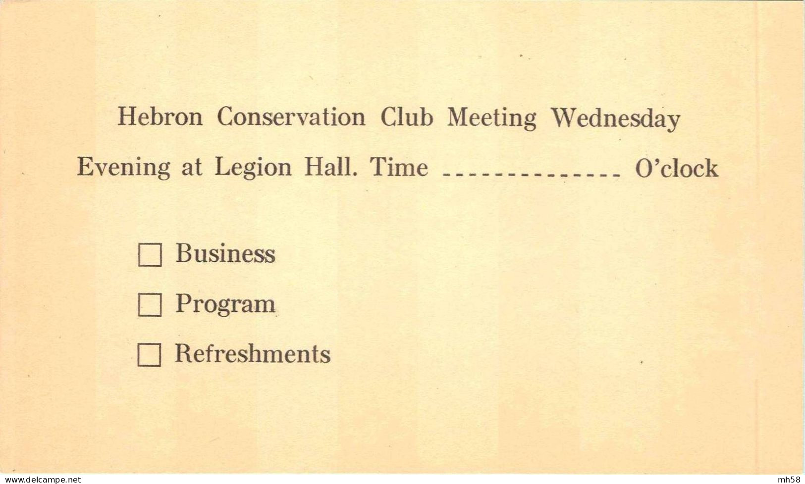 Entier / Stationery USA - Carte Hebron Conservation Club Meeting Neuf - 2c Franklin - 1941-60