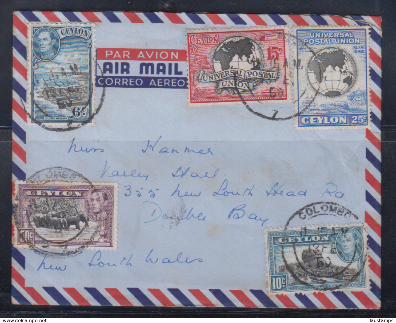 Sri Lanka, Ceylon 1950 Airmail Cover To Australia - Sri Lanka (Ceilán) (1948-...)