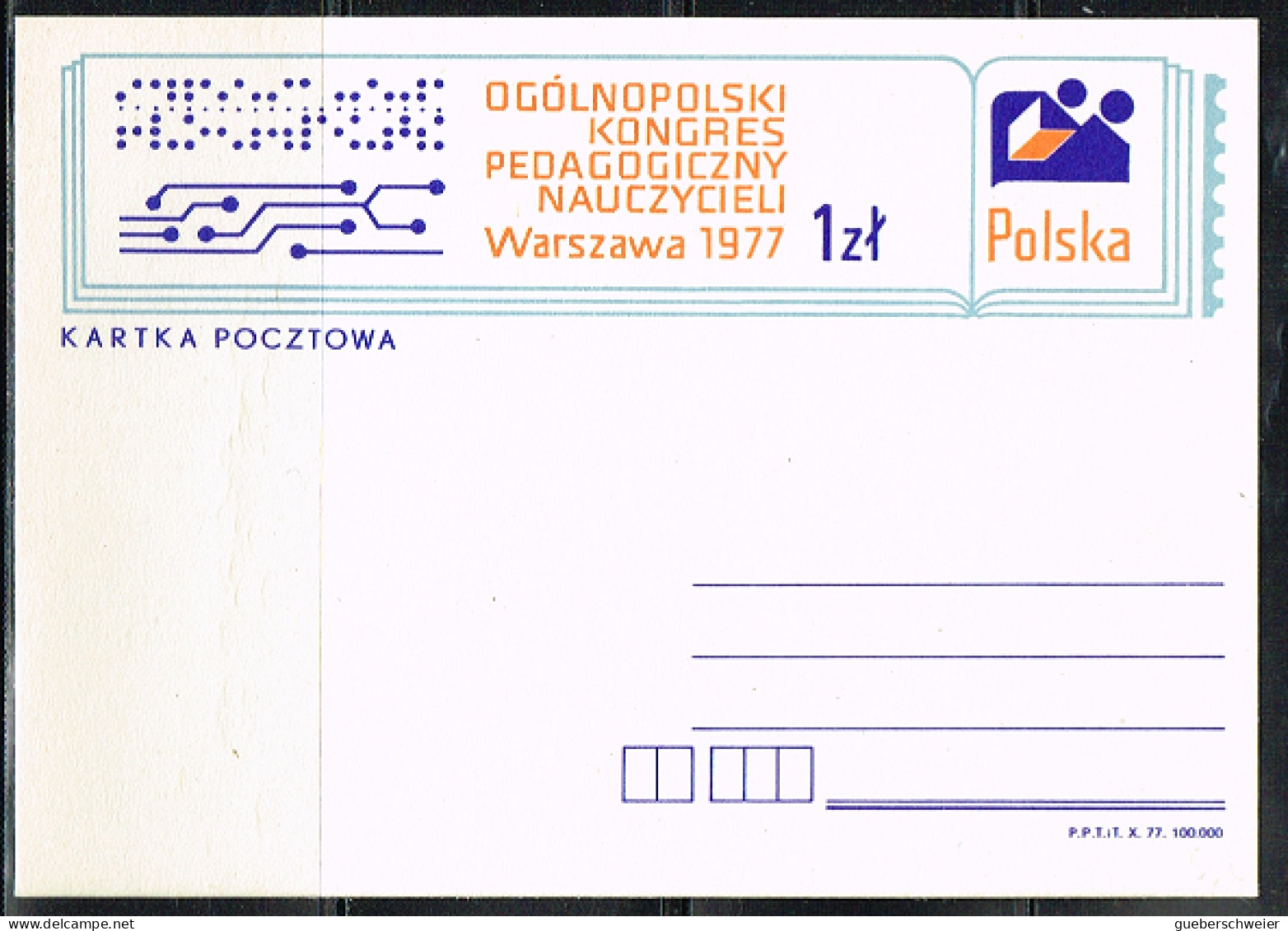 ECH L 51 - POLOGNE Entier Postal Congrès Pédagogique 1977 - Postwaardestukken