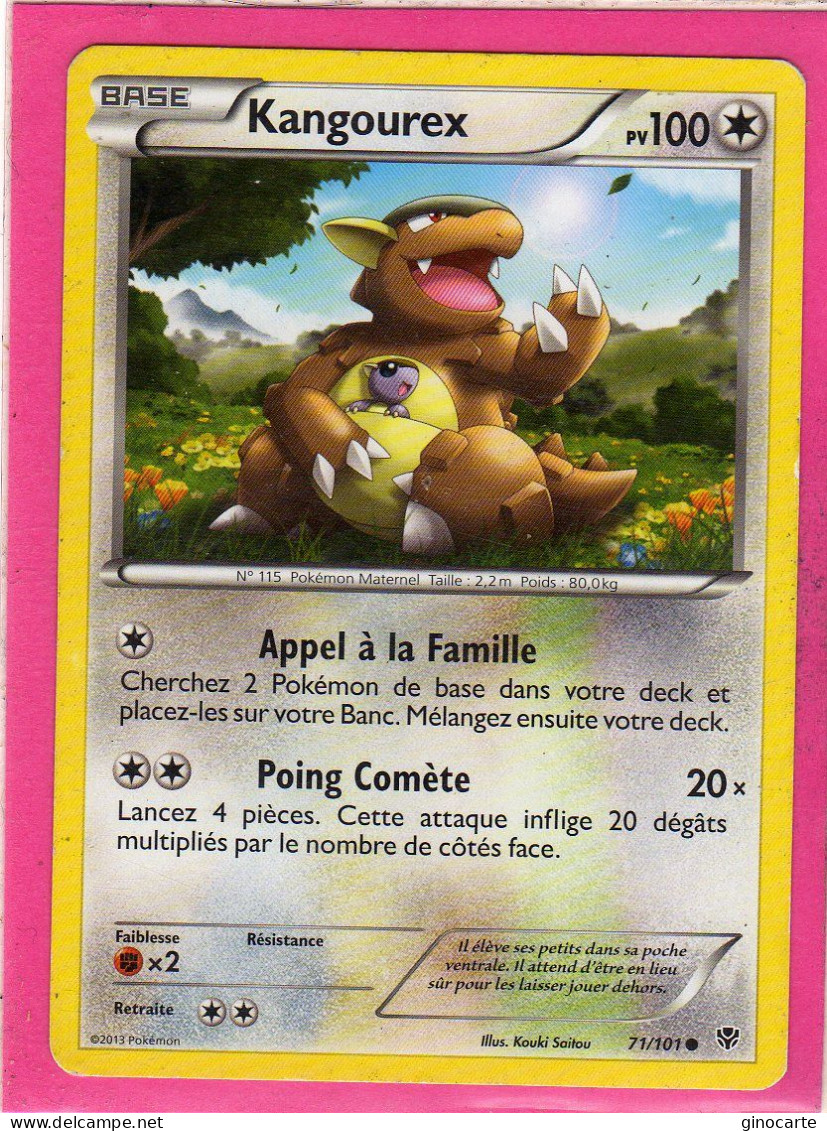 Carte Pokemon Francaise 2013 Noir Et Blanc Explosion Plasma 71/101 Kangourex 100pv Bon Etat - Schwarze Und Weiße