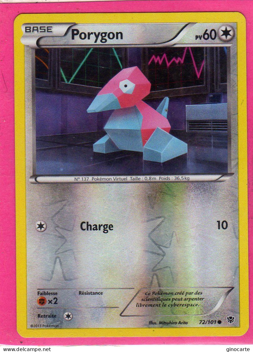 Carte Pokemon Francaise 2013 Noir Et Blanc Explosion Plasma 72/101 Porygon 60pv Reverse Bon Etat - Schwarze Und Weiße