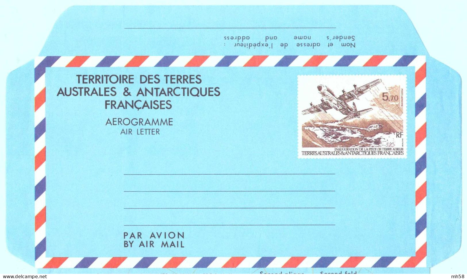 Entier TAAF 1993 - Aérogramme Illustré N° 1 Neuf ** - 5f70 Inauguration Piste Terre Adélie - Enteros Postales