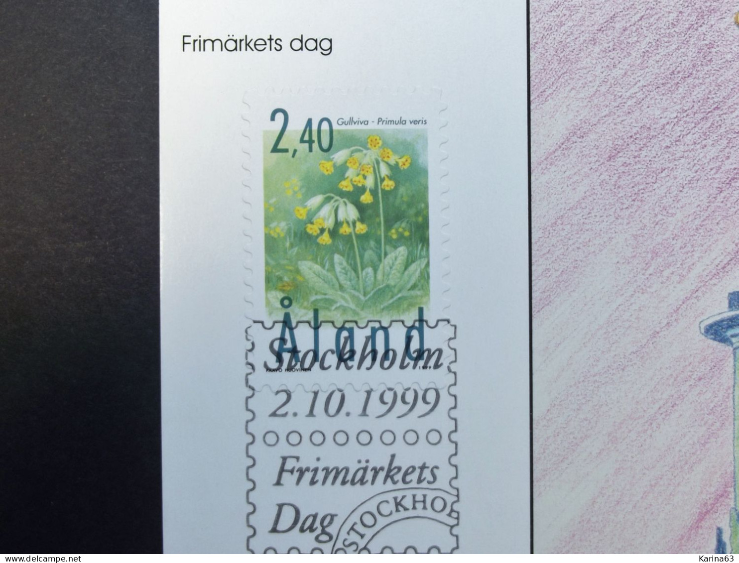 Aland - 1999 - Maxicard - Cowslip Flower - Primula Stamp Mi 156 - City Hall, Stockholm - Sweden - Aland