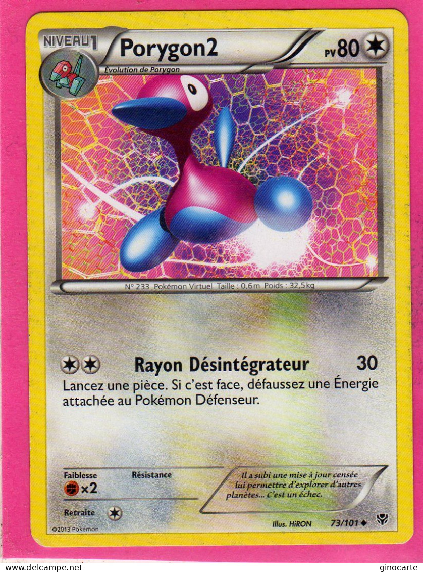 Carte Pokemon Francaise 2013 Noir Et Blanc Explosion Plasma 73/101 Porygon 80pv Bon Etat - Noir & Blanc