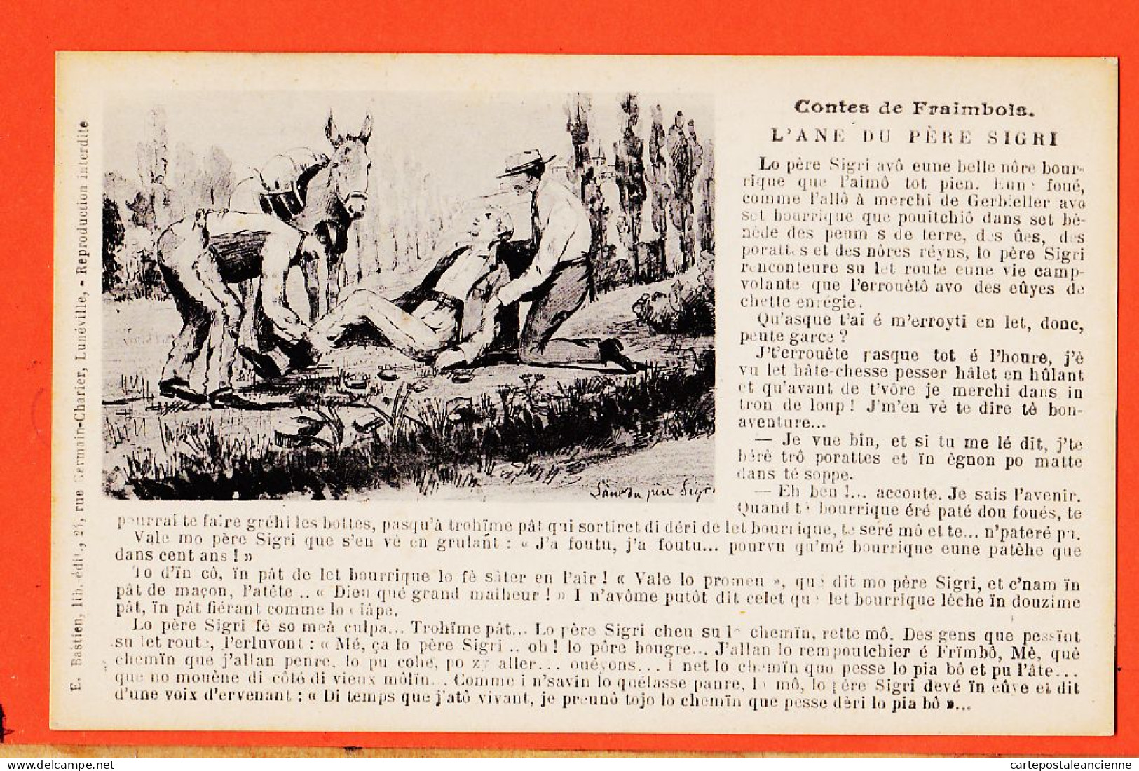 14767 / ⭐ ◉ Contes FRAIMBOIS 54-Meurthe Moselle ANE Du PERE SIGRI Bourrique FRIMBO Libraire-Editeur BASTIEN Luneville - Fairy Tales, Popular Stories & Legends