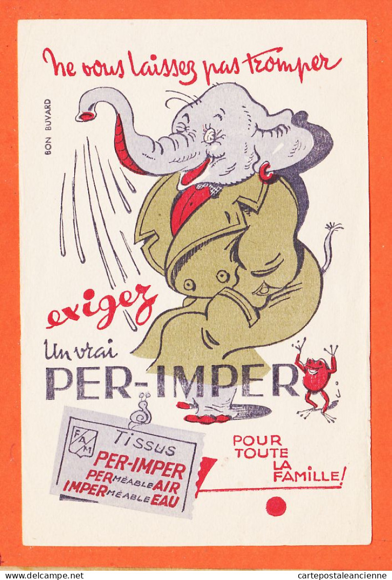 14829 / ⭐ Exigez Un Vrai PER-IMPER Tissus Perméable AIR Imperméable EAU Elephant Laissez Pas Tromper Buvard-Blotter - Textile & Clothing