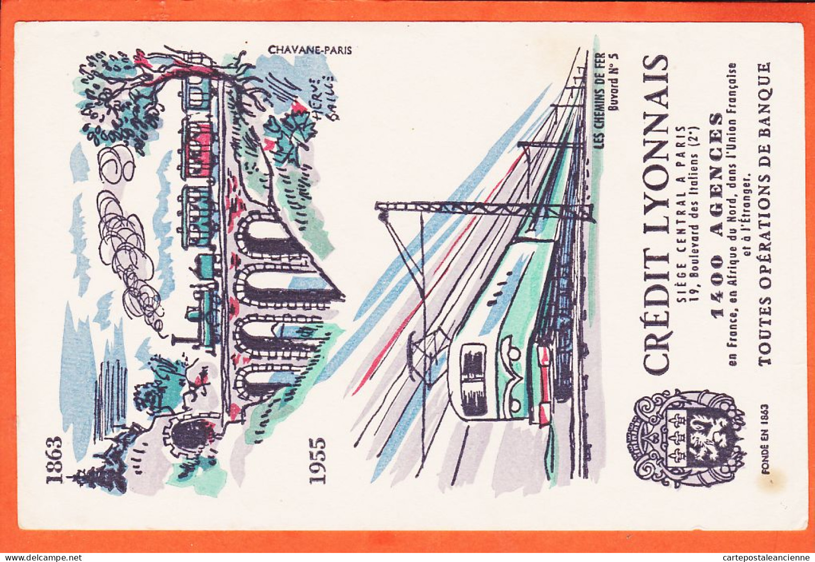 14832 / ⭐ PARIS II Banque CREDIT LYONNAIS 19 Boulevard ITALIENS 1863-1955 Chemins De Fer Par Hervé BAILLE Buvard N° 5  - Banca & Assicurazione