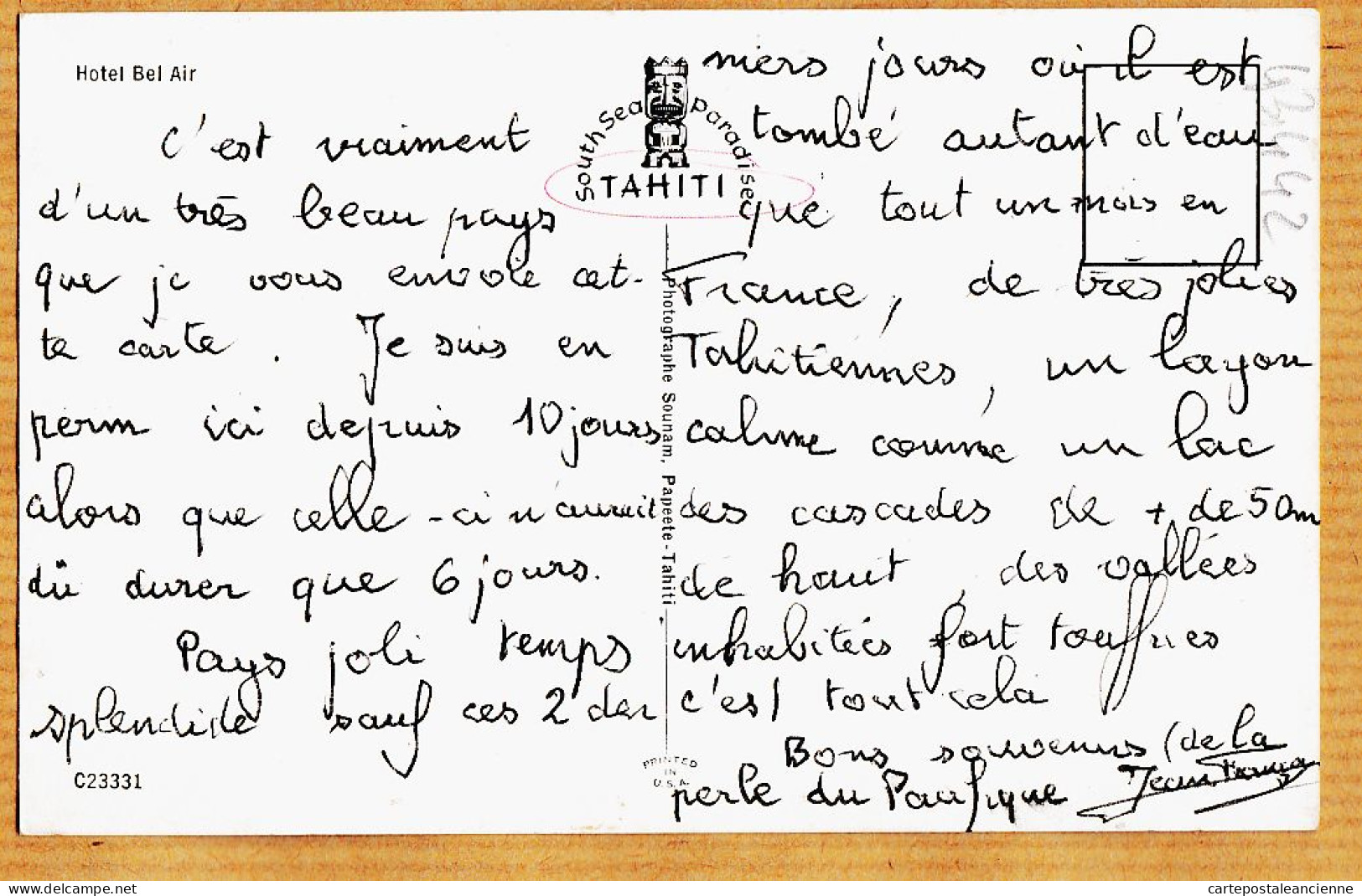 14931 /⭐ TAHITI Polynésie Française Pédalo Local Hotel BEL-AIR 1970s Correspondance Militaire Jean-François-Photo SOUNAM - Tahiti