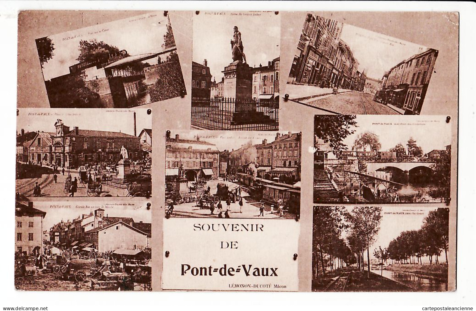 14545 / PONT-de-VAUX Ain SOUVENIR De .. 8 Multivues LEMONON DUCOTE CPA 1920s - BOURGEOIS - Pont-de-Vaux