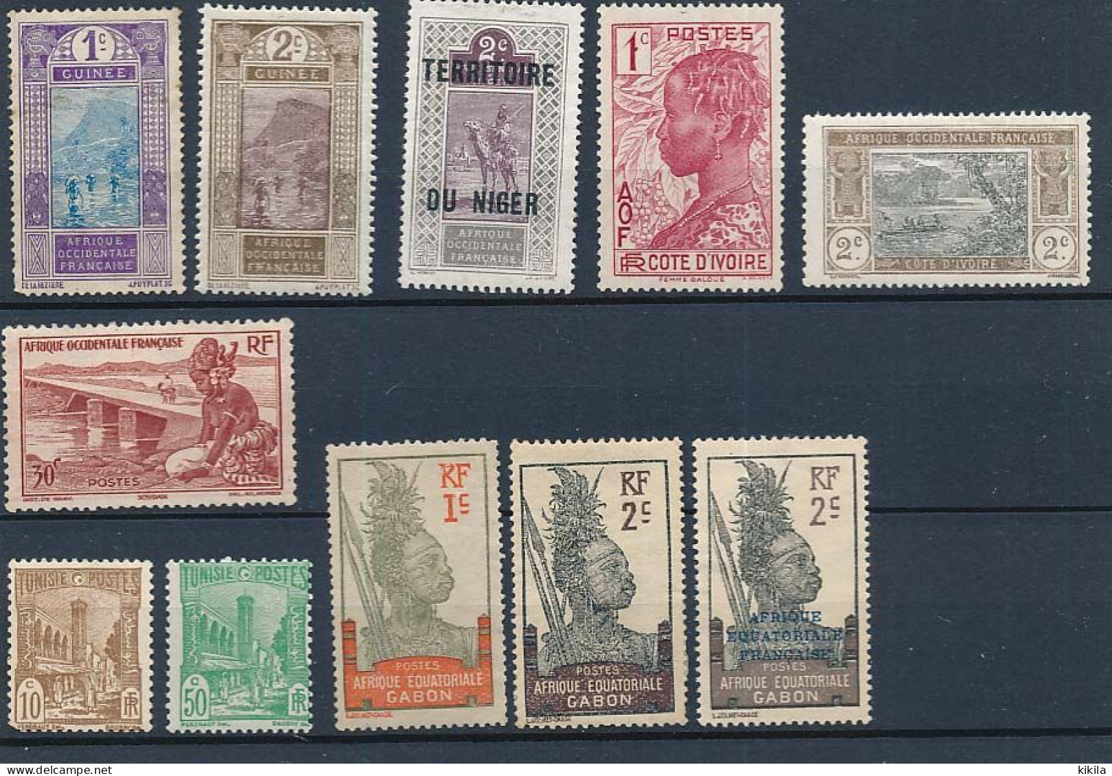 11 Timbres Neufs Ou Neufs Sans Gomme XIII-3 Colonies Françaises: AOF Guinée, Niger, Côte D'Ivoire, Soudan - AEF:* - Autres & Non Classés