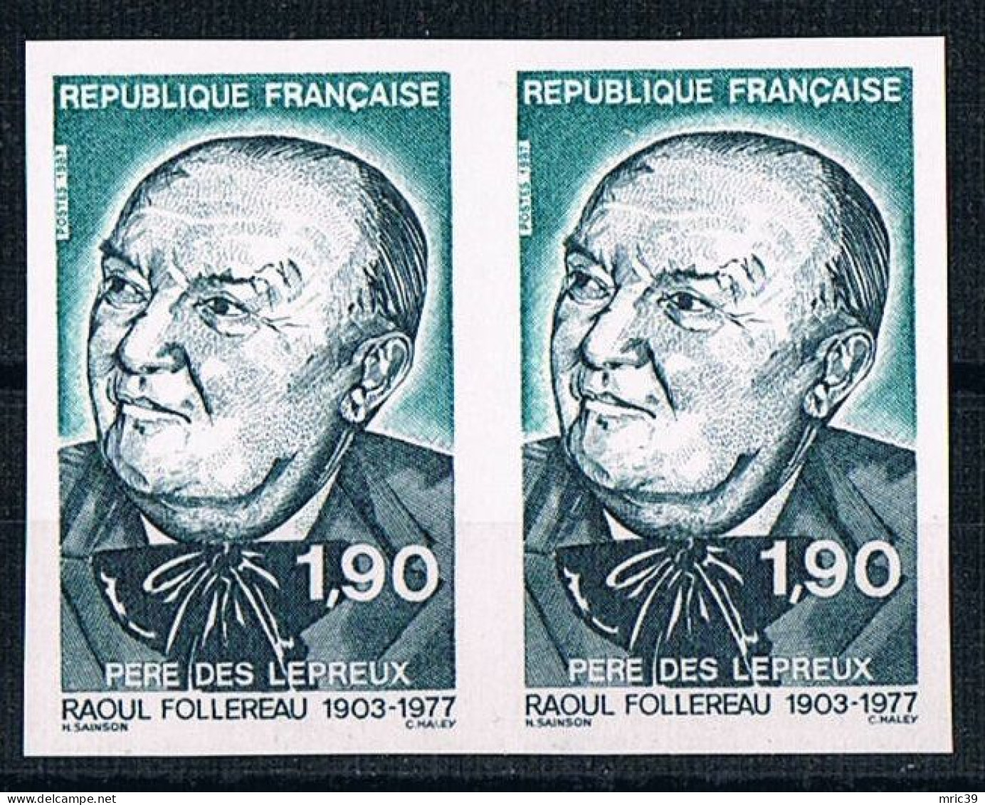 France 1987 N° 2453 Paire Non Dentelé  IMP Neuf MNH**  Raoul Follereau - 1981-1990