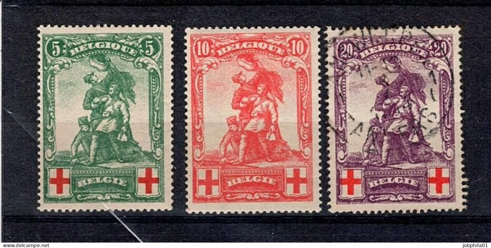 126-128 Obl Côte 85€ - 1914-1915 Croix-Rouge