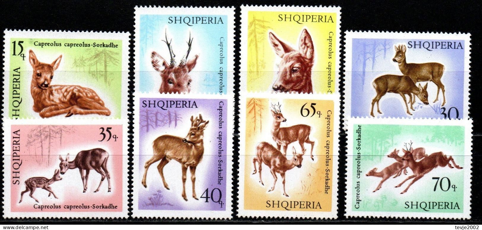 Albanien 1967 - Mi.Nr. 1169 - 1176 - Postfrisch MNH - Tiere Animals Rehe Deer - Wild