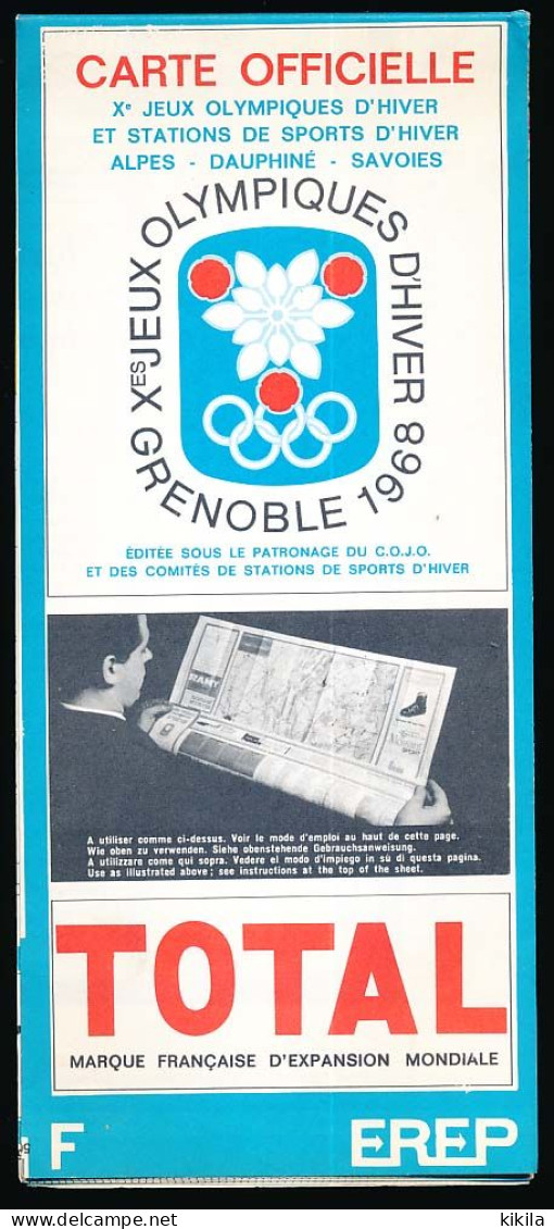 Carte Officielle Et Programme Des Xèmes Jeux Olympiques D'Hiver GRENOBLE 1968  Olympic Games 68 Dépliant 7 Volets Pliés* - Strassenkarten