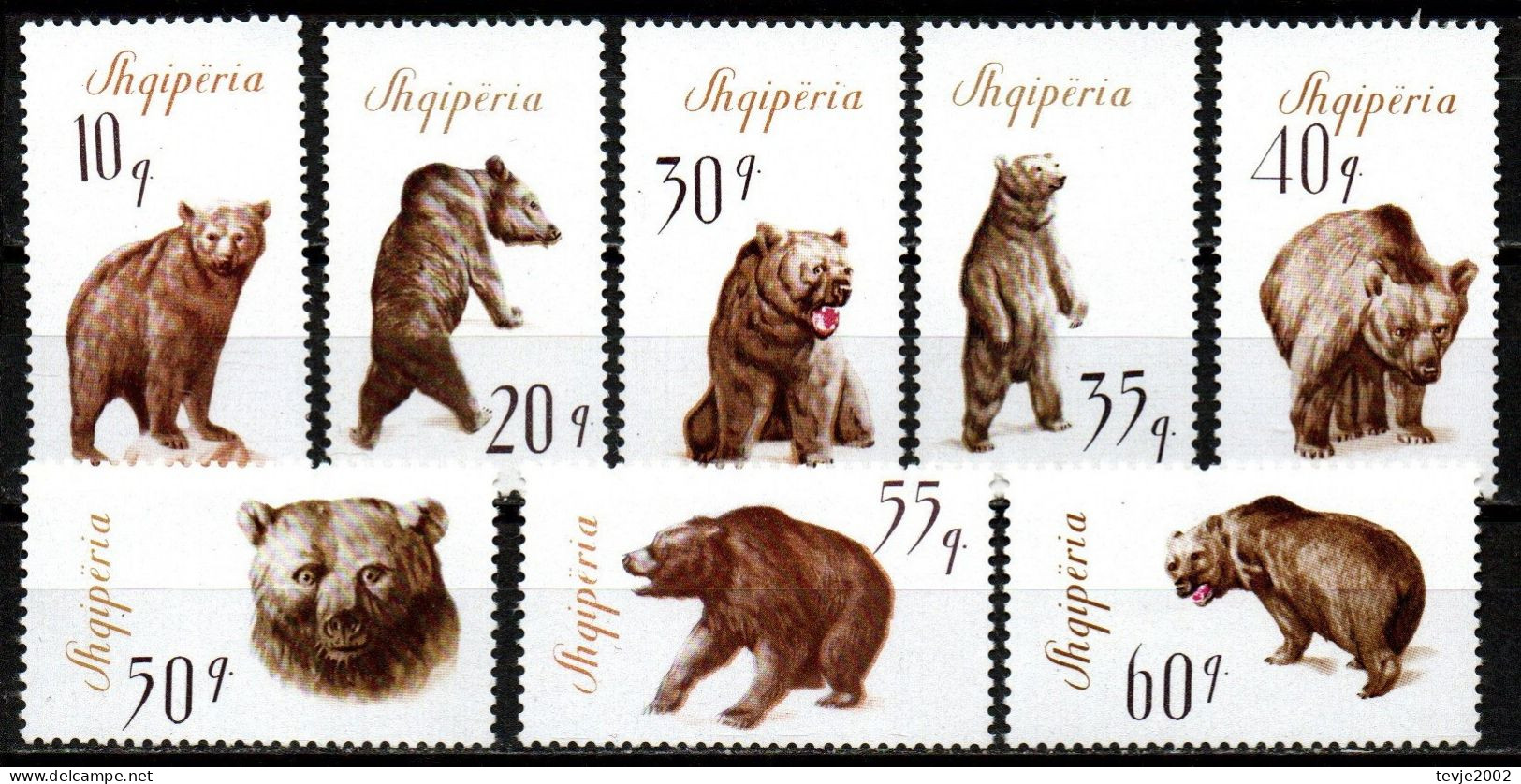 Albanien 1965 - Mi.Nr. 1010 - 1017 - Postfrisch MNH - Tiere Animals Bären Bears - Bären