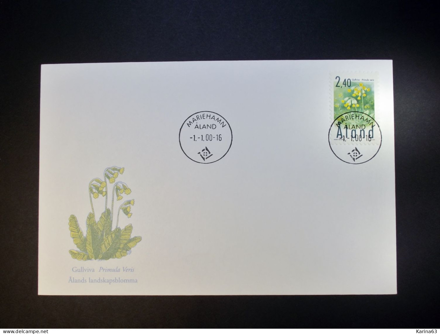 Aland - 1999 - Envelope - Cowslip Flower - Primula Stamp Mi 156 - Mariehamn - Aland - Aland