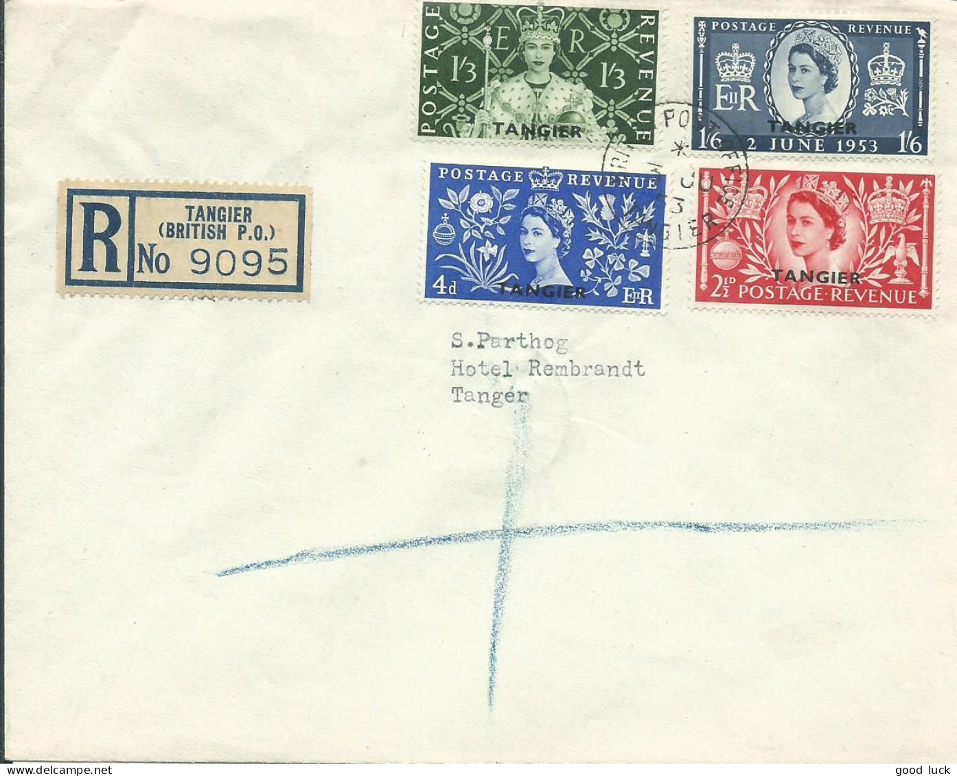 TANGER LETTRE 9,40 D RECOMMANDEE POUR TANGER DE 1953 LETTRE COVER - Bureaux Au Maroc / Tanger (...-1958)