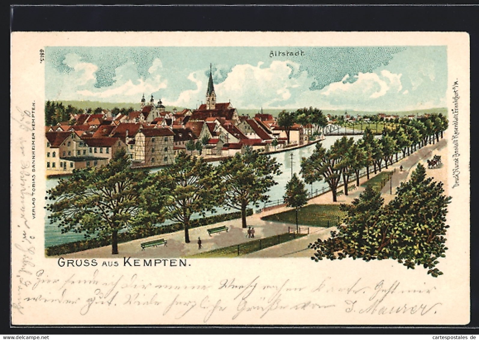 Lithographie Kempten, Partie Aus Der Altstadt  - Kempten