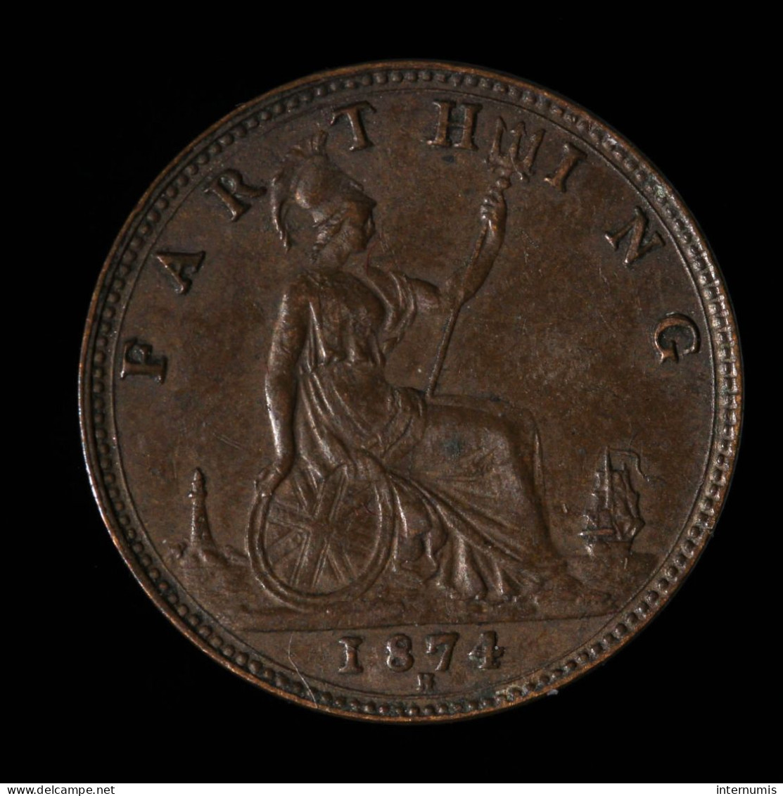  Grande-Bretagne / United Kingdom, Victoria, Farthing, 1874, Heaton, Bronze, TTB+ (AU),
KM#753, S.3959 - B. 1 Farthing