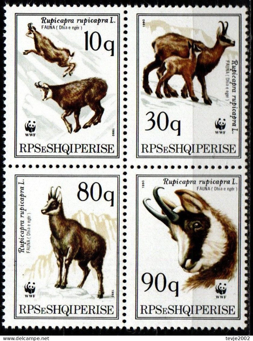 Albanien 1990 - Mi.Nr. 2423 - 2426 - Postfrisch MNH - Tiere Animals Gemsen Chamois WWF - Game