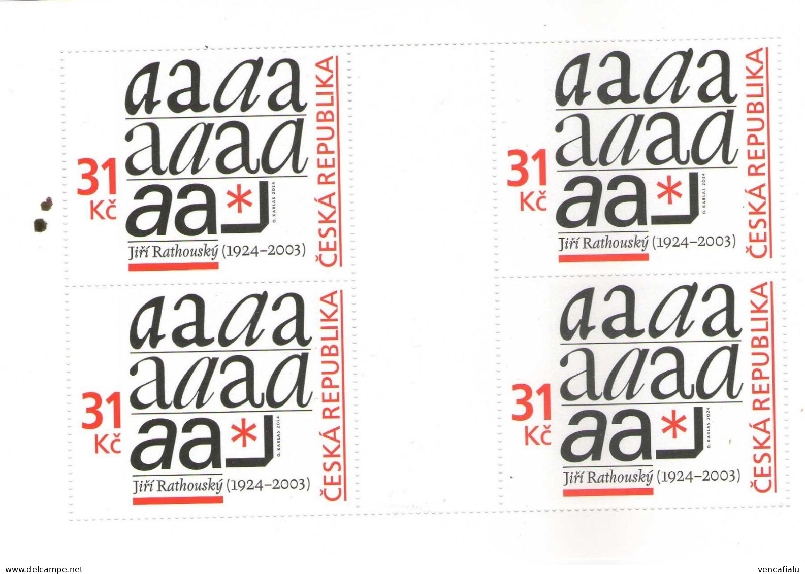 Czech Republic 2024 - Art J. Rathousky, Bloc With 4 Same Stamps, , MNH - Moderne