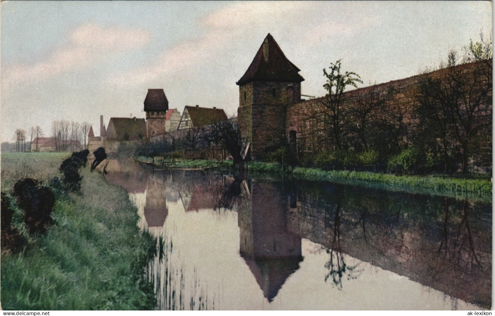 Ansichtskarte Dinkelsbühl Stadtteilansicht Partie Am Wallgraben 1910 - Dinkelsbuehl