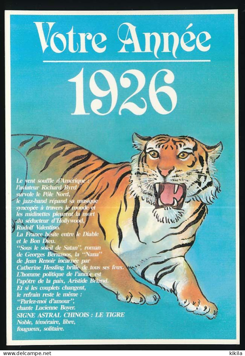 CPSM / CPM 10.5 X 15 Votre Année 1926 Signe Astral Chinois LE TIGRE Avec Divers événements Intervenus Cette Année Là - Astrologie