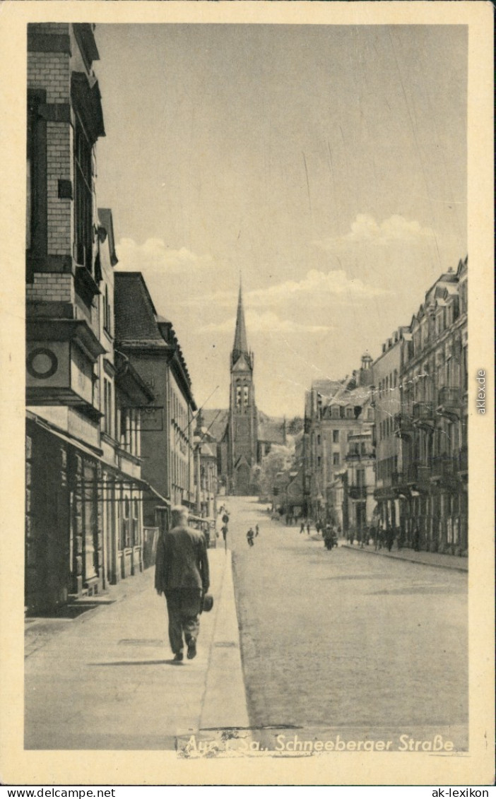 Ansichtskarte Aue (Erzgebirge) Schneebergerstraße 1953  - Aue
