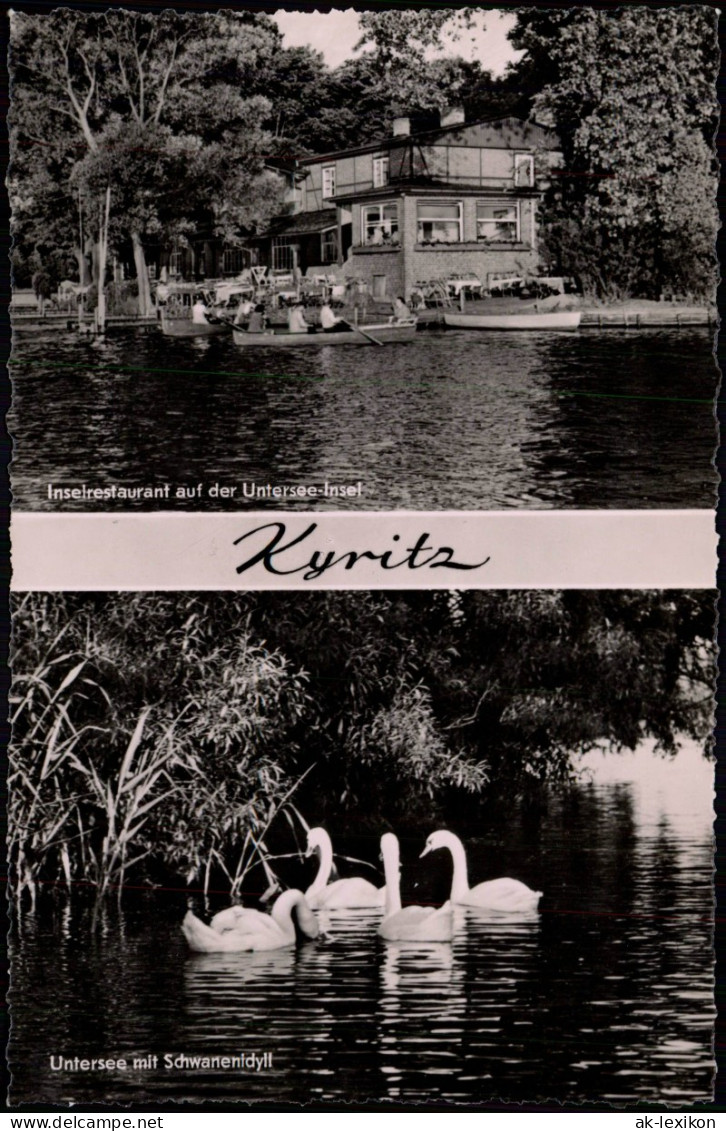 Kyritz DDR 2-Bild-Karte Inselrestaurant Auf Der Untersee-Insel 1961 - Kyritz