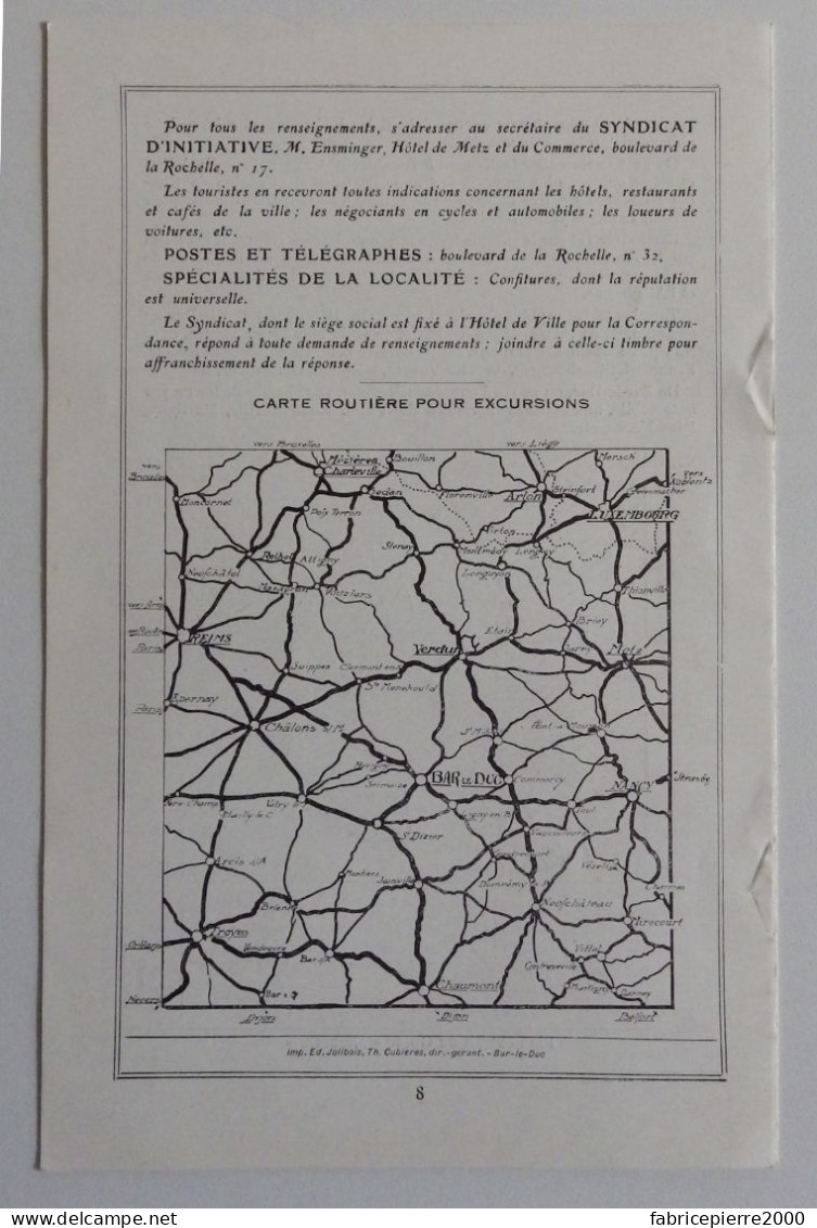 BAR-LE-DUC - Brochure Illustrée Du Syndicat D'initative Et Du Tourisme V. 1925 EXCELLENT ETAT Meuse - Lorraine - Vosges