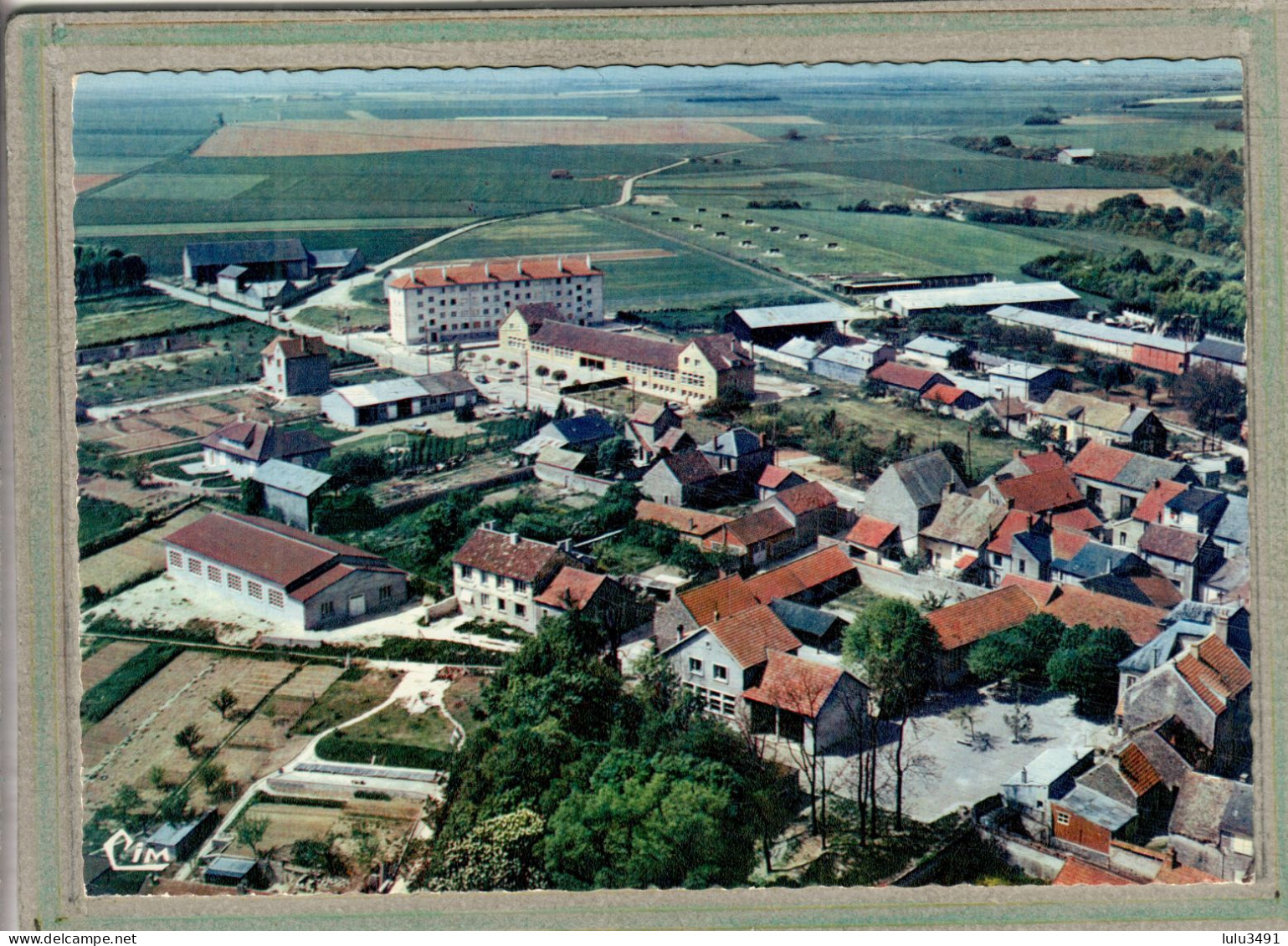 CPSM Dentelée (91) MEREVILLE - Vue Aérienne Du Bourg - Carte Colorisée - 1960 - Mereville