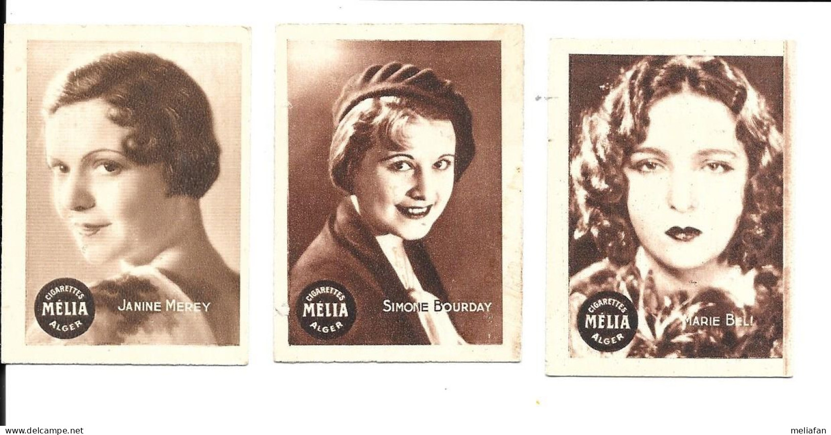 GF2174 - CARTES CIGARETTES MELIA - MARIE BELL - SIMONE BOURDAY - JANINE MEREY - Melia