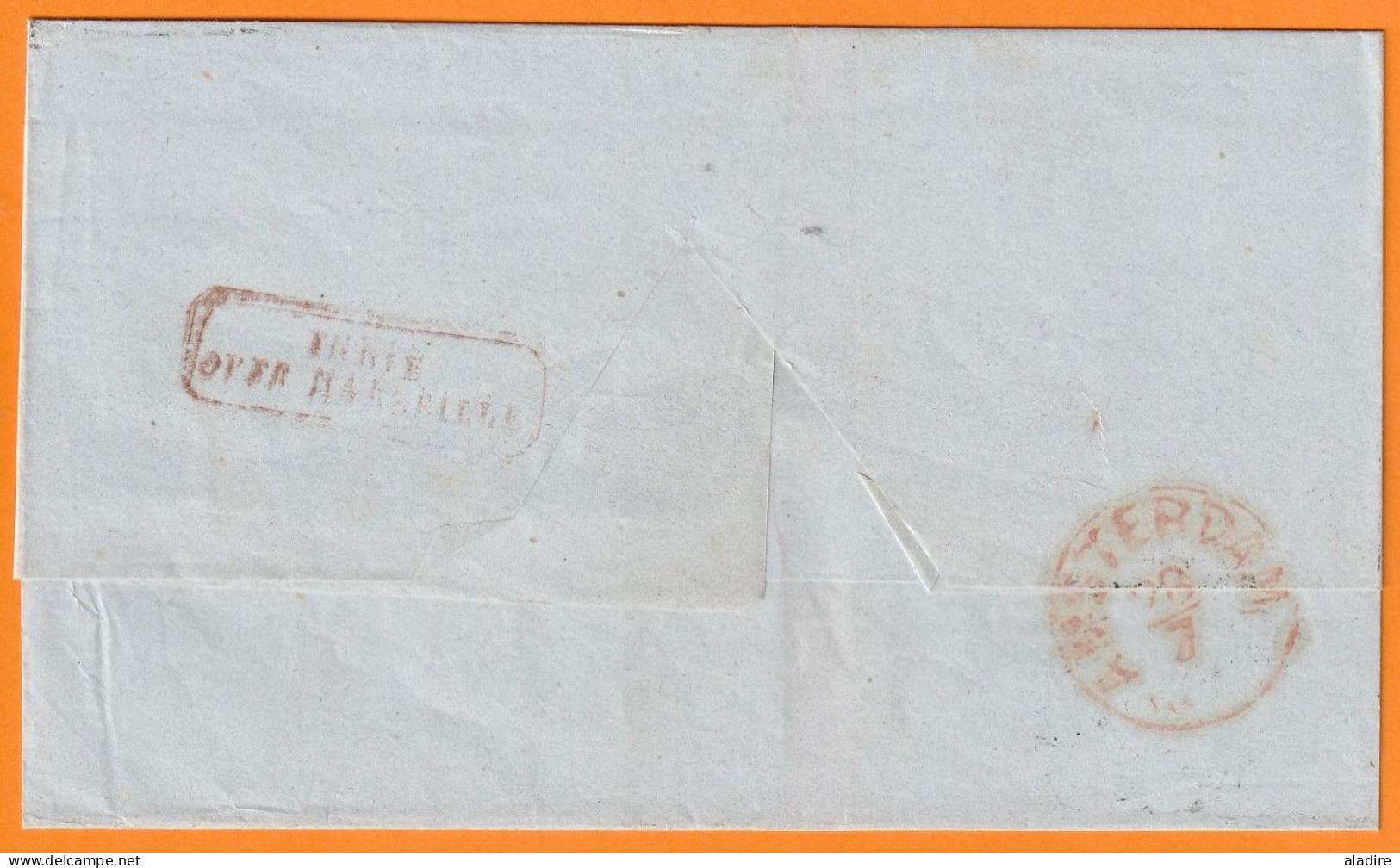 1854 - Folded Cover From SAMARANG, Semarang, Java To AMSTERDAM, Netherland Via MARSEILLE, France - Tax 120 ! - Niederländisch-Indien