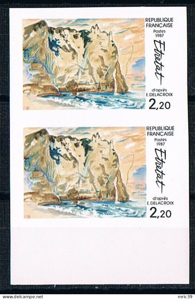 France 1987 N° 2463 Paire  Non Dentelé  IMP Neuf MNH ** Falaises D'Etretat - 1981-1990