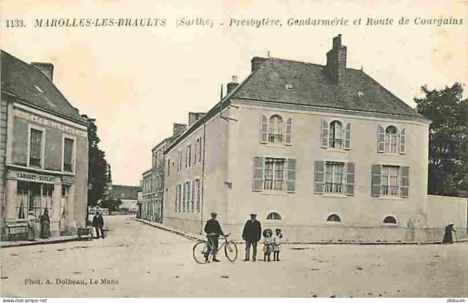 72 - Marolles Les Braults - Presbytère, Gendarmerie Et Route De Courgains - Animée - Correspondance - CPA - Voir Scans R - Marolles-les-Braults