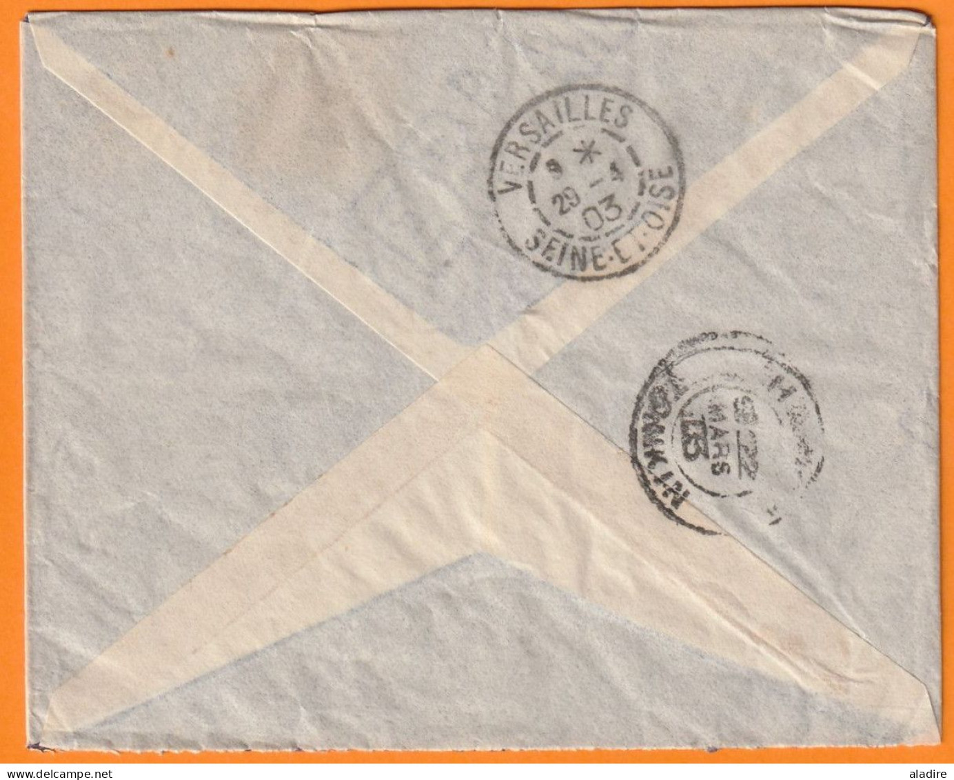 1903 - 5 C & 10 C Groupe Sur Enveloppe De VIETTRI Vers VERSAILLES Via Hanoi Et Saigon Par Fleuve Rouge & Chaloupe - Lettres & Documents
