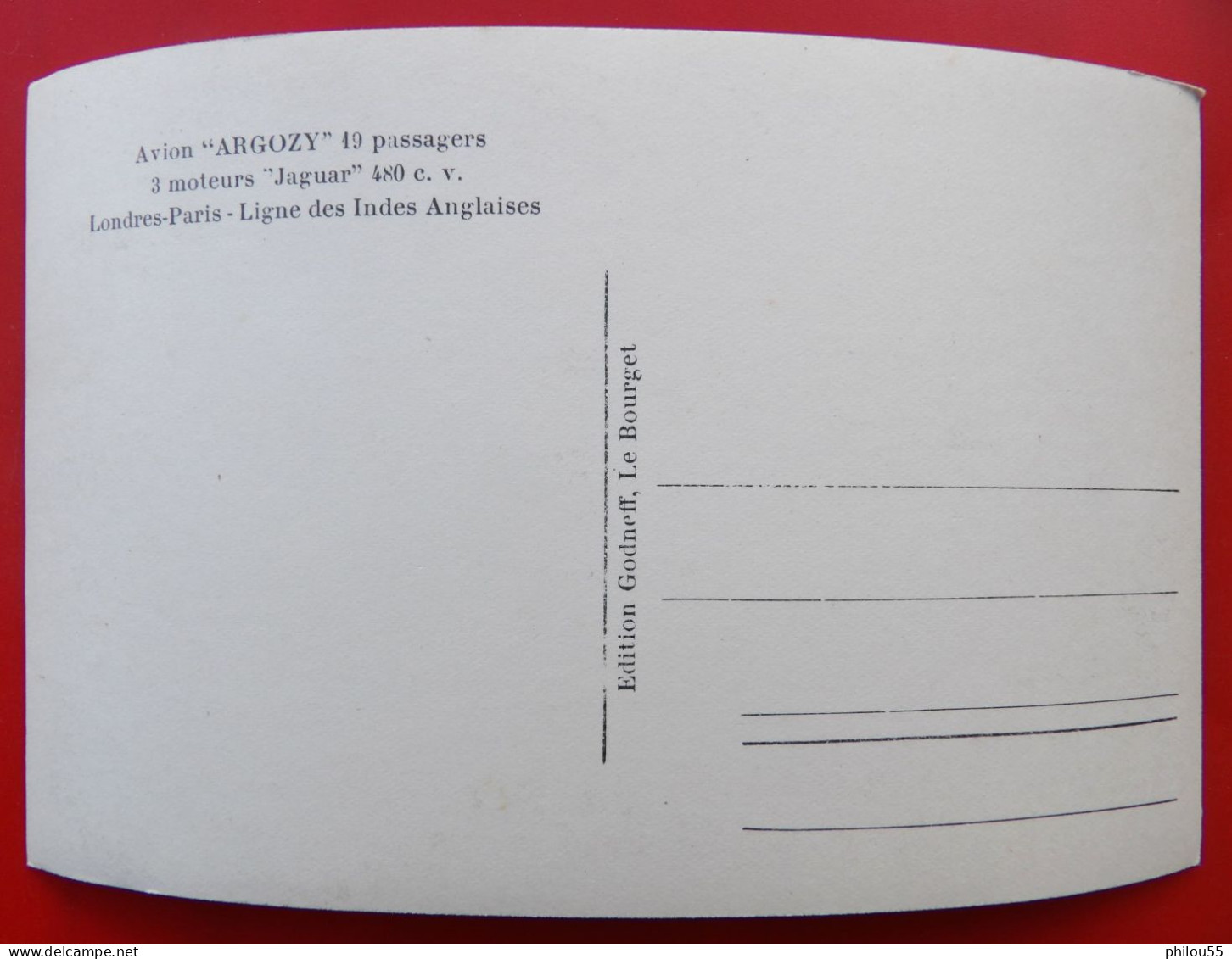 Cpa  Avion ARGOCY 3 Jaguar 480 CV Londres Paris - 1919-1938: Fra Le Due Guerre