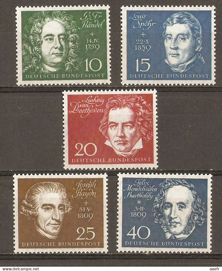 Allemagne 1959 - Inauguration Beethoven Halle - Haendel - Spohr - Beethoven - Haydn - Mendelssohn - MNH Issus Du BF 1 - Ungebraucht