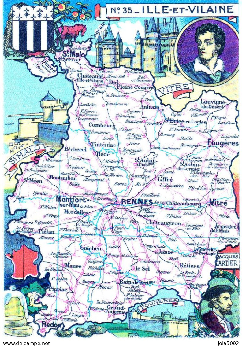 Carte Du Département D'ILLE-ET-VILAINE - Landkarten