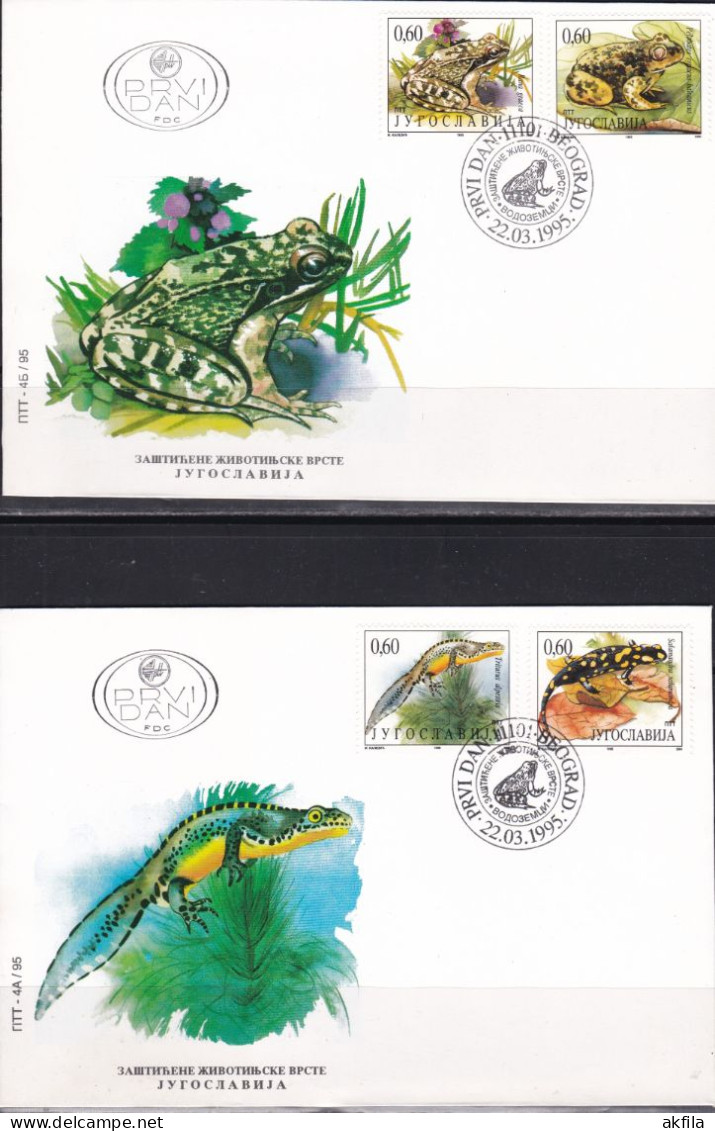 Yugoslavia 1995 Protected Animals - Frogs, 2 FDC - FDC