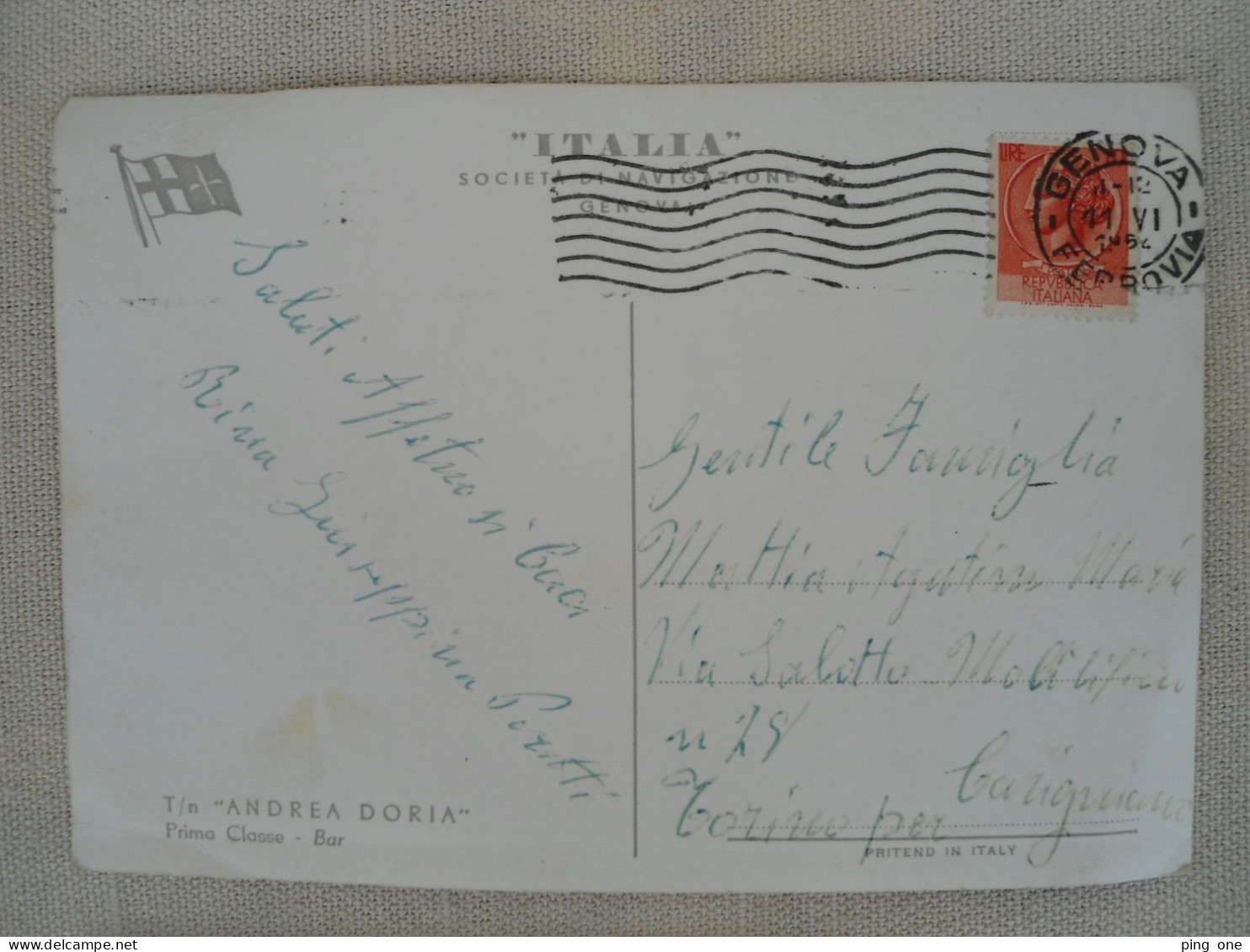 T/N ANDREA DORIA TURBONAVE LOTTO 3 CARTOLINE POSTALI B/N INTERNO NAVE CIRCOLATE ANNO 1954