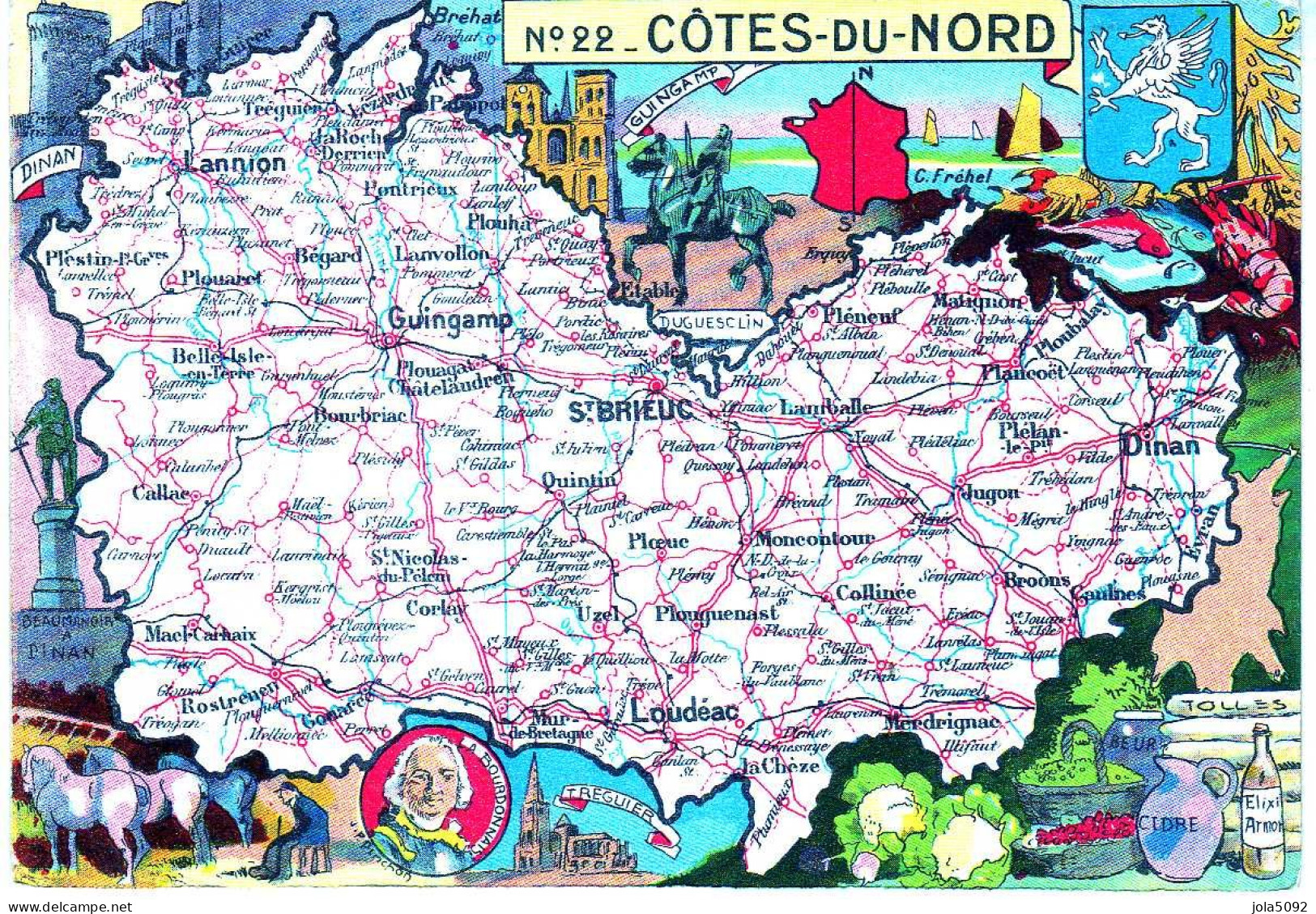 Carte Du Département De CÔTES-DU-NORD - Carte Geografiche