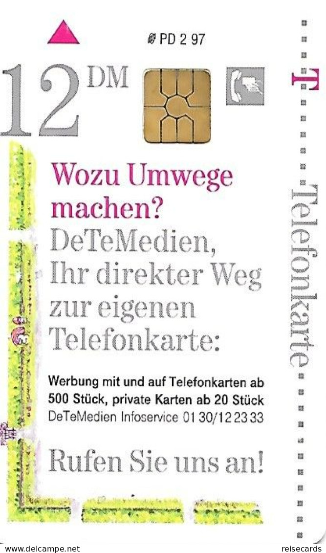 Germany: Telekom PD 2 97 DeTeMedien Werbung. Seriennummer Transparent - P & PD-Series : Guichet - D. Telekom