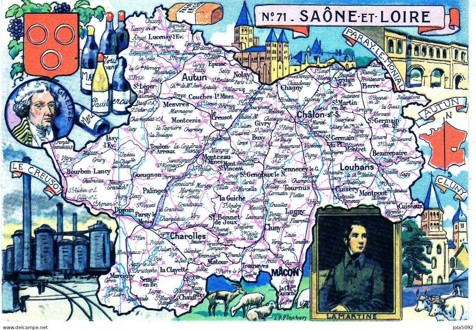 Carte Du Département De SAÖNE-ET-LOIRE - Landkarten