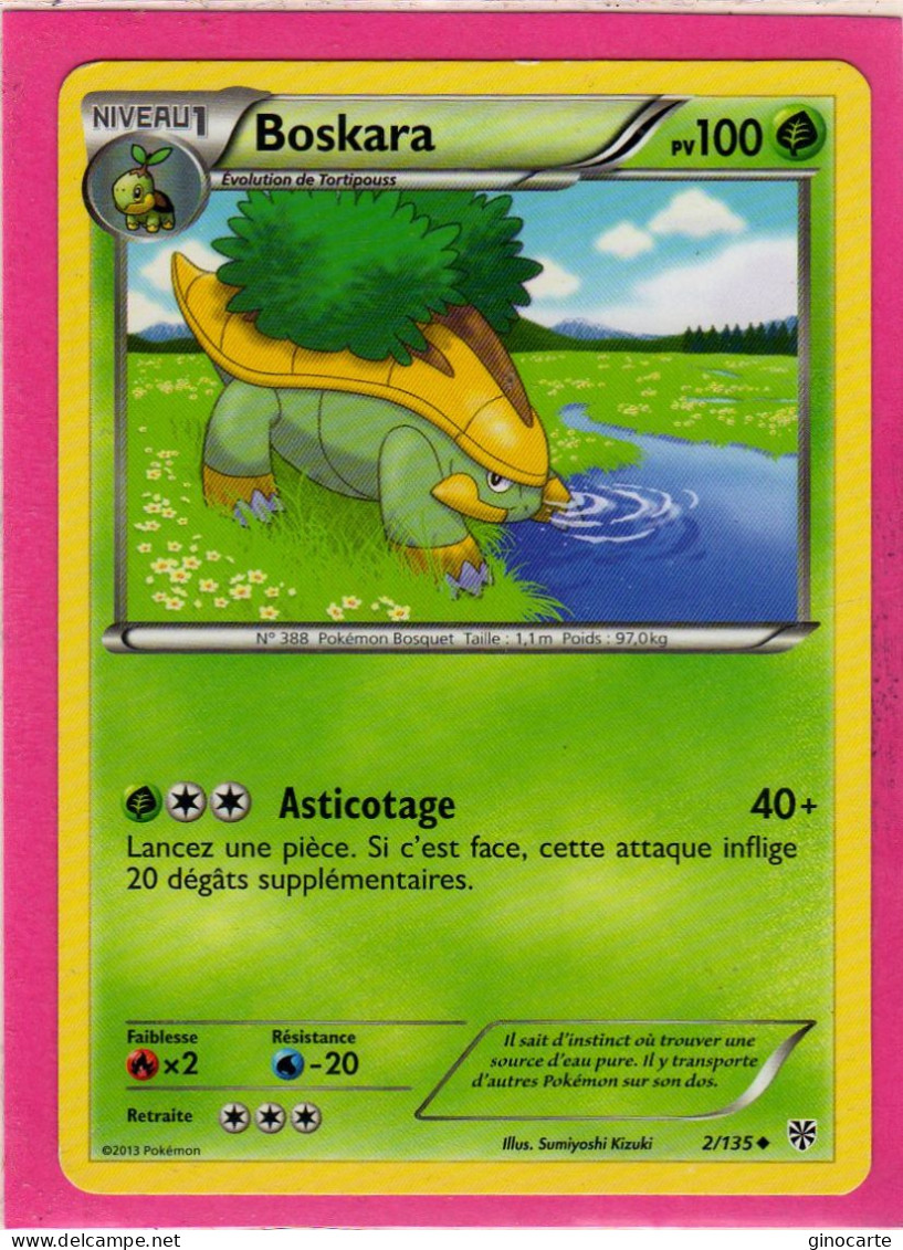 Carte Pokemon Francaise 2013 Noir Et Blanc Tempete Plasma 2/135 Boskara 100pv Bon Etat - Noir & Blanc