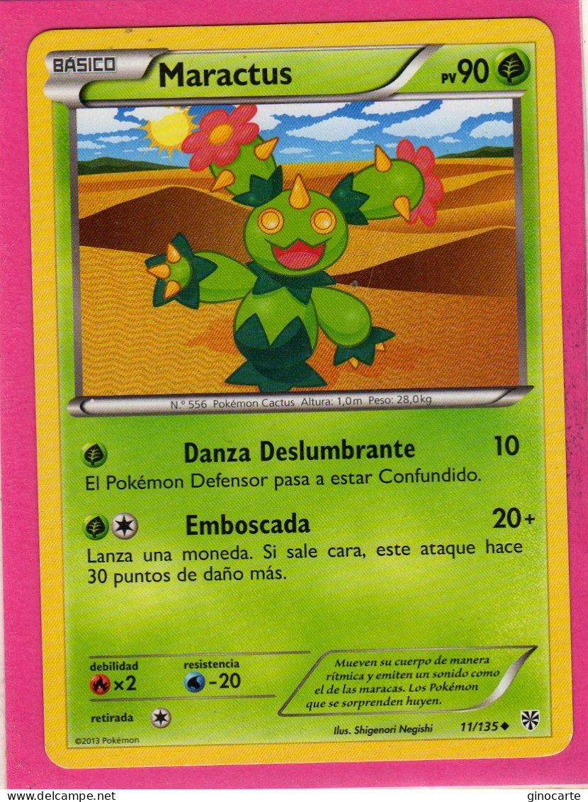 Carte Pokemon Francaise 2013 Noir Et Blanc Tempete Plasma 11/135 Maractus 90pv Bon Etat - Negro Y Blanco