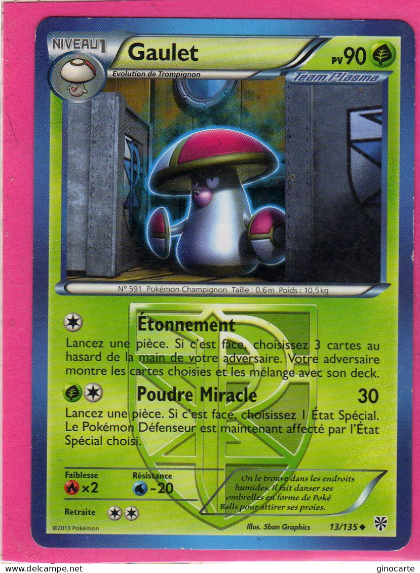 Carte Pokemon Francaise 2013 Noir Et Blanc Tempete Plasma 13/135 Gaulet 90pv Bon Etat - Negro Y Blanco