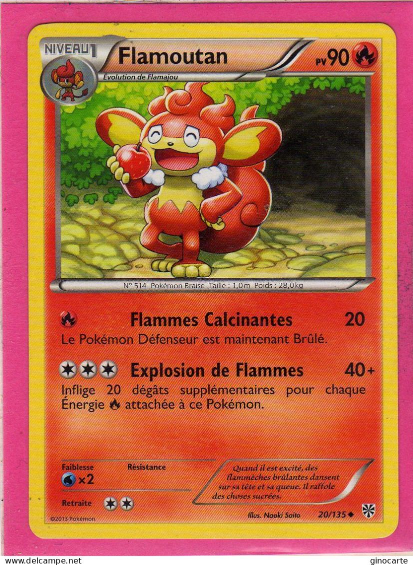 Carte Pokemon Francaise 2013 Noir Et Blanc Tempete Plasma 20/135 Flamoutan 90pv Neuve - Noir & Blanc