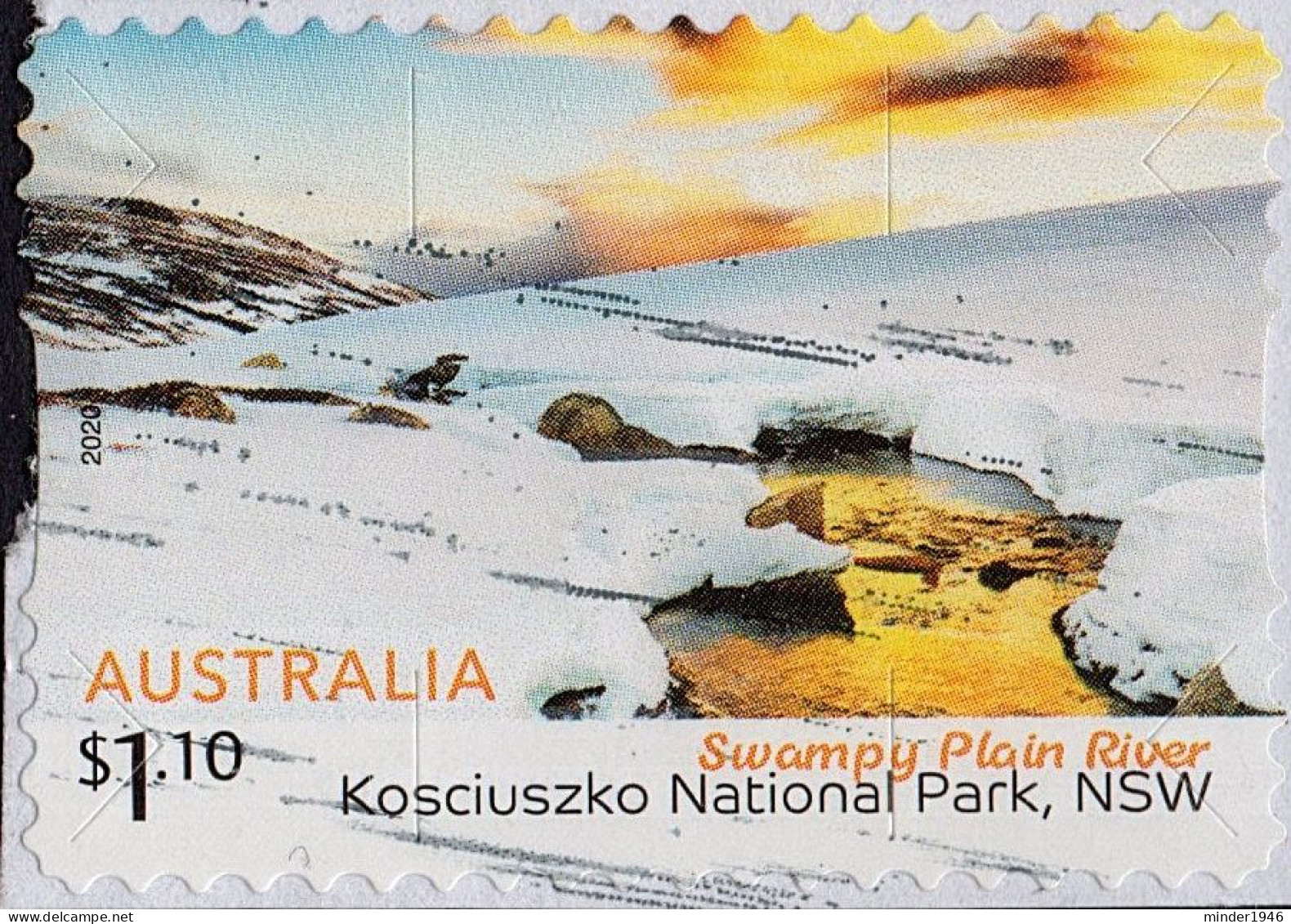 AUSTRALIA 2020 $1.10 Multicoloured, Australian Alps, Swampy Plains River-Mount Kosciuszko NP Die-Cut Self Adhesive Used - Gebruikt