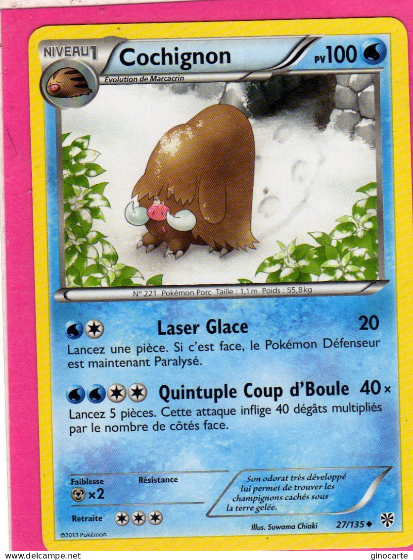 Carte Pokemon Francaise 2013 Noir Et Blanc Tempete Plasma 27/135 Cochignon 100pv Neuve - Noir & Blanc